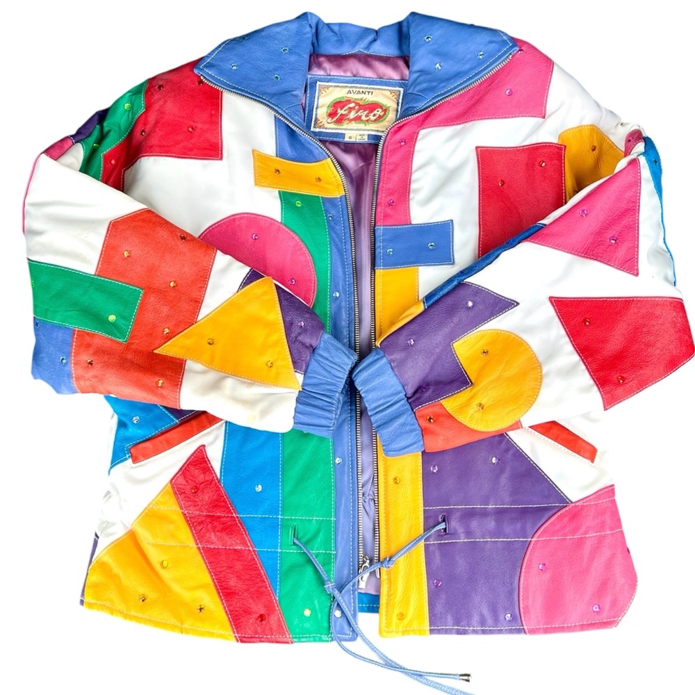 VTG Avanti color block leather Jacket